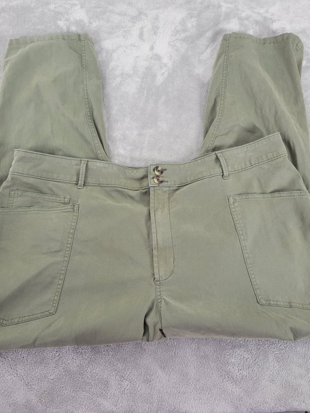 Sonoma Women 22W Pants Green Solid Straight Leg Cotton Blend‎ Stretch GRE22E